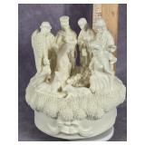 ROTATING NATIVITY MUSIC BOX WHITE CERAMIC