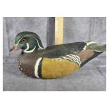 1994 HAND CARVED WOOD DUCK DRAKE DECOY SIGNED