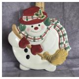 FITZ & FLOYD CHRISTMAS SNOWMAN CANAPE PLATE