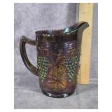 IMPERIAL GLASS CARNIVAL PITCHER GRAPE PATTERN 6"