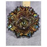 IMPERIAL SCROLL EMBOSSED CARNIVAL GLASS BOWL 5.5"