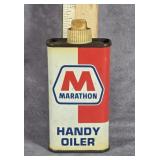 VTG. ADVERTISING MARATHON HAND OILER TIN CAN