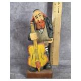 HAND-CARVED WOODEN JEWISH MUSICIAN FIGURINE
