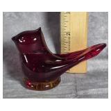 RUBY RED ART GLASS CARDINAL OF LOVE FIGURINE