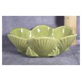 SHAWNEE GREEN SEASHELL POTTERY DISH