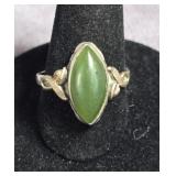 VINTAGE NEPHRITE STERLING SILVER & 10 K RING