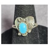 NATIVE AMERICAN  STERLING SILVER & TURQUOISE RING