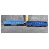 LIONEL O-GAUGE BLUE GONDOLA TRAIN CARS