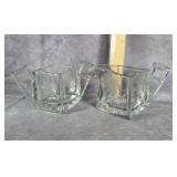 HEISEY QUATOR PATTERN CLEAR GLASS SUGAR & CREAMER