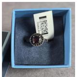 STERLING SILVER OVAL RED GARNET RING SIZE 7.5