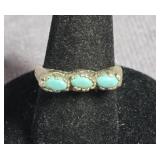 NATIVE AMERICAN STERLING SILVER & TURQUOISE RING