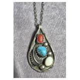 NAVAJO STERLING SILVER PENDANT AND NECKLACE