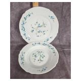 ARCOPAL VERONICA MYOSOTIS MILK GLASS PLATE & BOWL