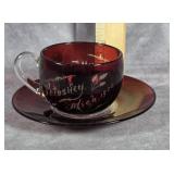 1906 RUBY RED DEPRESSION GLASS SOUVENIR CUP