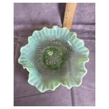 JEFFERSON GLASS MANY LOOPS GREEN GLASS BOWL 8.5"