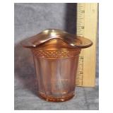 NORTHWOOD AMBER CARNIVAL GLASS HAT VASE