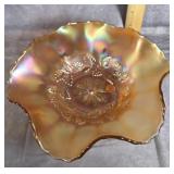 DIAMOND / DUGAN MARIGOLD CARNIVAL GLASS 10" BOWL