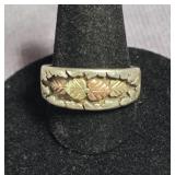 BLACK HILLS STERLING SILVER & 12 K GOLD RING