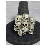 SEVEN SKULLS RING STERLING SILVER? SIZE 13