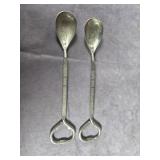 TWO COMBINATION ADVERTISING BOTTLE OPENER & SPOON