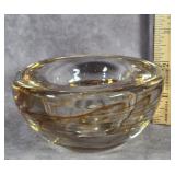 MCM AMBER SWIRL ART GLASS TRINKET DISH