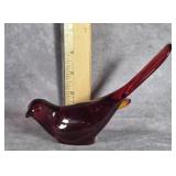RUBYY RED ART GLASS BIRD FIGURINE