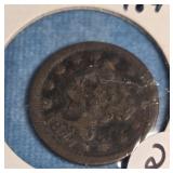1847 BRAIDED HAIR LARGE CENT COIN