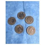FIVE SUSAN B. ANTHONY DOLLAR COINS 1979 D MINT