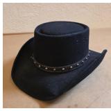 BLACK FAUX COWBOY HAT 7 1/8
