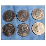 SIX KENNEDY HALF-DOLLAR COINS