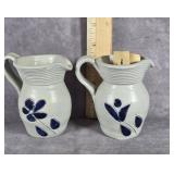 2 WILLIAMSBURG POTTERY SALT-GLAZED MINI PITCHERS