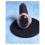 HERBERT TSOSIE NAVAJO STERLING SILVER ONYX RING