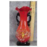 VICTORIAN SHATTERGLASS LAYERED VASE ART GLASS 8.5"