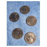 FIVE SUSAN B. ANTHONY DOLLAR COINS 1979 D MINT