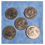 FIVE SUSAN B. ANTHONY DOLLAR COINS 1979 D MINT