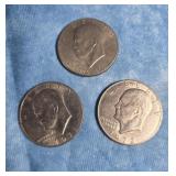 THREE EISENHOWER DOLLAR COINS 1971, 1972 & 1976