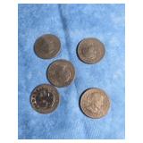 FIVE SUSAN B. ANTHONY DOLLAR COINS 1979 D MINT