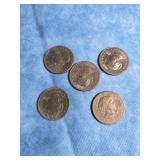 FIVE SUSAN B. ANTHONY DOLLAR COINS 1979 D MINT