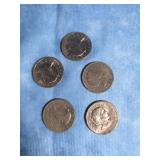 FIVE SUSAN B. ANTHONY DOLLAR COINS 1979 D MINT