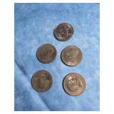 FIVE SUSAN B. ANTHONY DOLLAR COINS 1979 D MINT