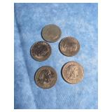 FIVE SUSAN B. ANTHONY DOLLAR COINS 1979 D MINT