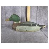 ANTIQUE HAND-CARVED WOODEN MALLARD DUCK DECOY
