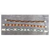 3 VINTAGE NATIVE AMERICAN BEADED BANDS 11.5"