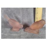 PINK SATIN GLASS BIRD FIGURINES