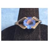 STERLING SILVER BLUE GEMSTONE RING SIZE 3.5