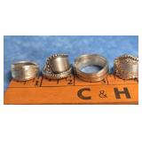 FOUR HAND MADE SPOON RINGS SIVER PLATED