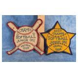 TWO VTG 1934  FELT SOFTBALL PATCHES PEORIA, IL