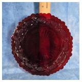 SET OF 4 AVON CAPE COD RUBY RED GLASS PLATES 7"