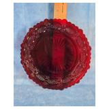 SET OF 4 AVON CAPE COD RUBY RED GLASS PLATES 7"
