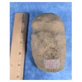 NATIVE AMERICAN GROOVED STONE AXE 5" LONG